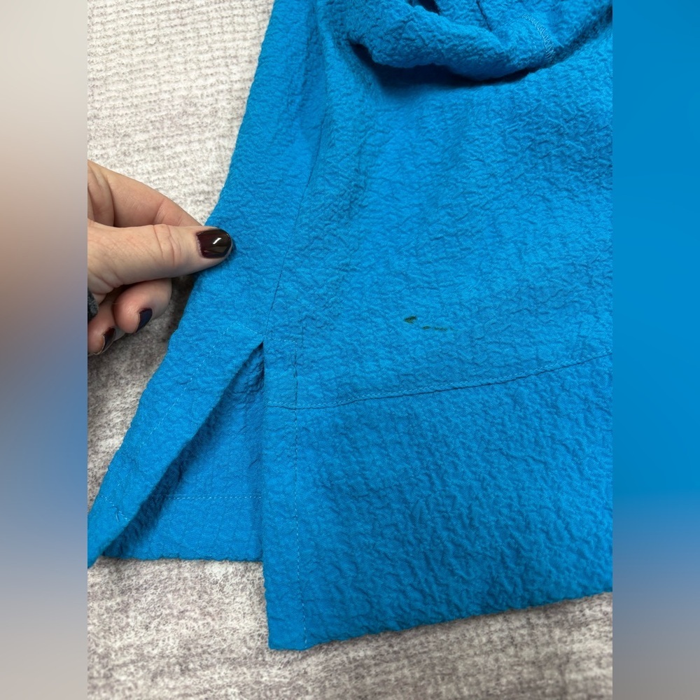 Ali Miles Tunic Jacket Top Women’s 2X Blue Crinkled Button Roll Sleeve Office - Picture 11 of 11